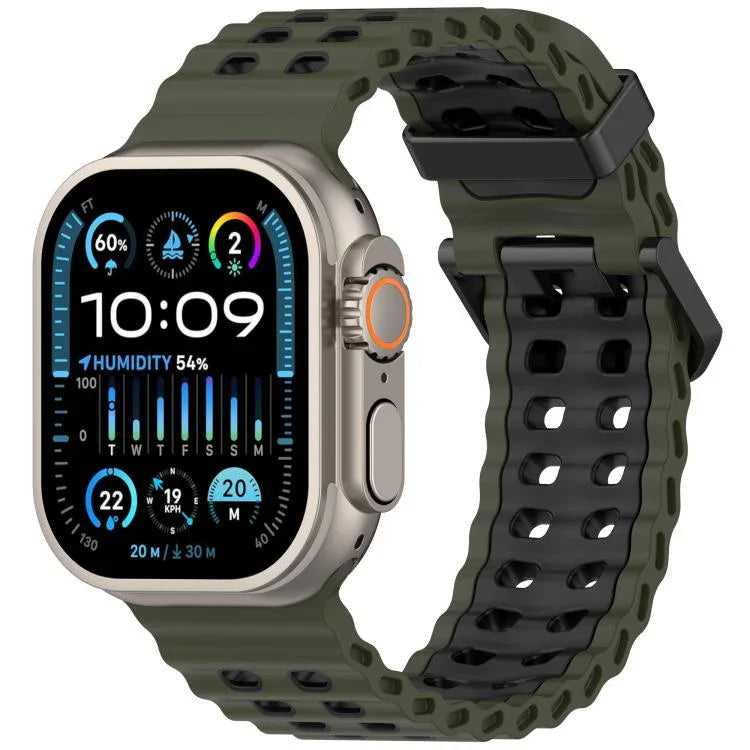 オーシャンダブルローホールツートーンシリコンウォッチバンド、Apple Watch 46mm / 49mm / 45mm / 44mm用