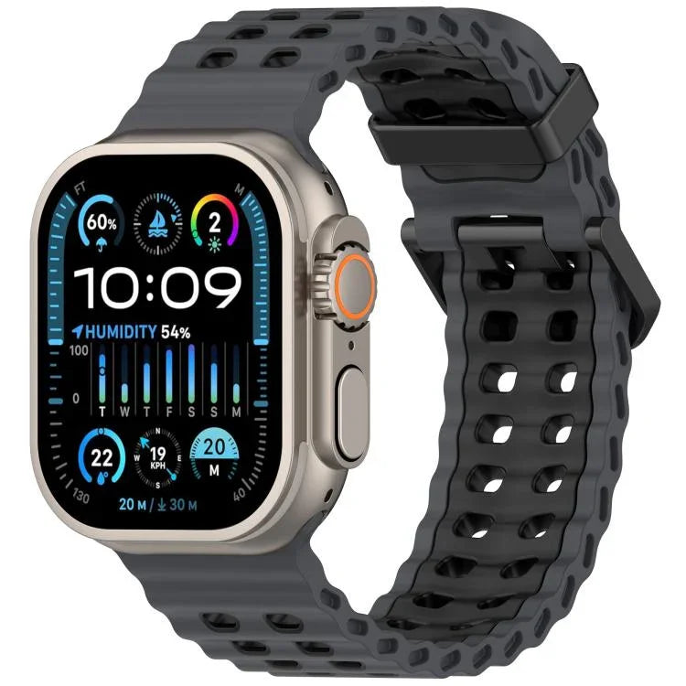 オーシャンダブルローホールツートーンシリコンウォッチバンド、Apple Watch 46mm / 49mm / 45mm / 44mm用