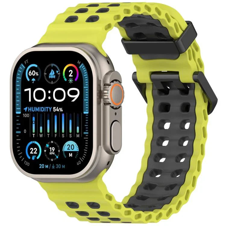 オーシャンダブルローホールツートーンシリコンウォッチバンド、Apple Watch 46mm / 49mm / 45mm / 44mm用
