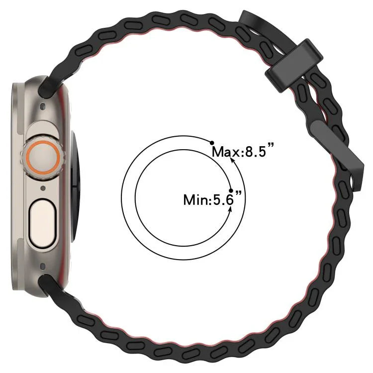 オーシャンダブルローホールツートーンシリコンウォッチバンド、Apple Watch 46mm / 49mm / 45mm / 44mm用