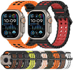 オーシャンダブルローホールツートーンシリコンウォッチバンド、Apple Watch 46mm / 49mm / 45mm / 44mm用