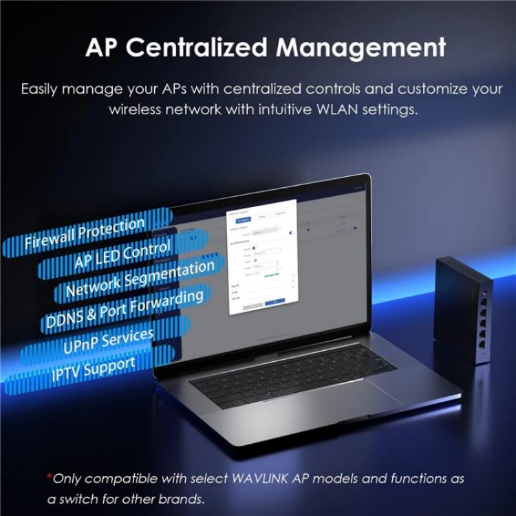WAVLINK WN701AE IEEE 802.3AF / AT 自動検出集中AP管理PoEスイッチ、米国プラグ、英国プラグ、EUプラグ、AUプラグ
