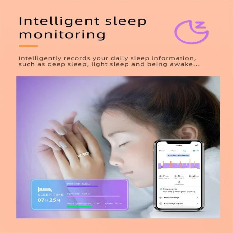 R18 SIZE 8 スマートリング、心拍数／血中酸素／睡眠／家族のケア対応