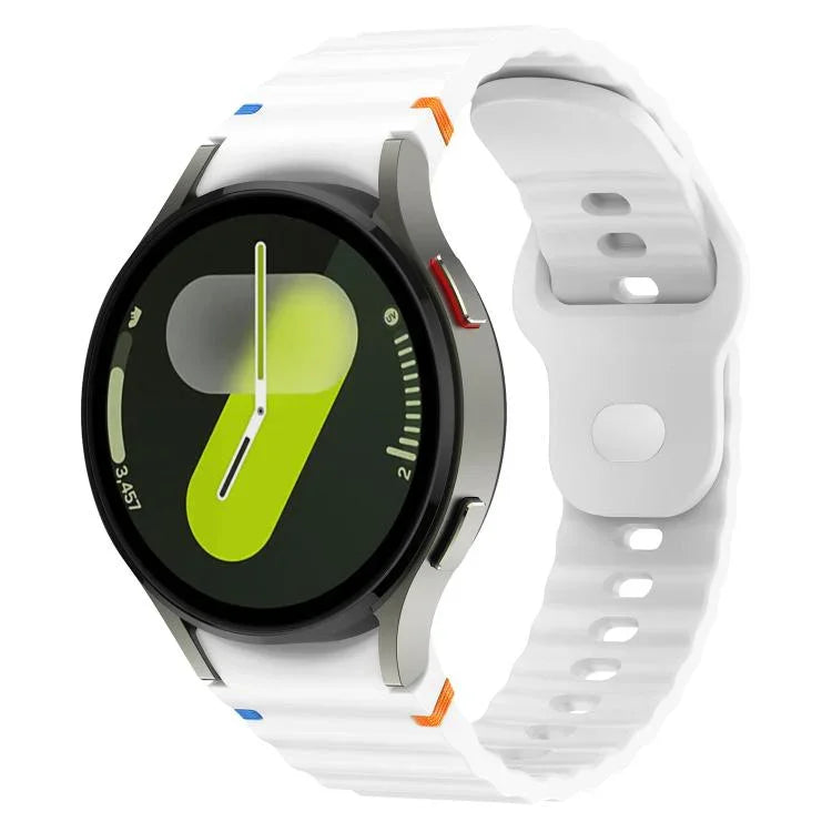Wavy Grain Stitched Reverse Buckle 20mm Silicone Watch Band, For Samsung Galaxy Watch 7 40mm / 44mm