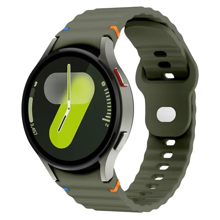 Wavy Grain Stitched Reverse Buckle 20mm Silicone Watch Band, For Samsung Galaxy Watch 7 40mm / 44mm
