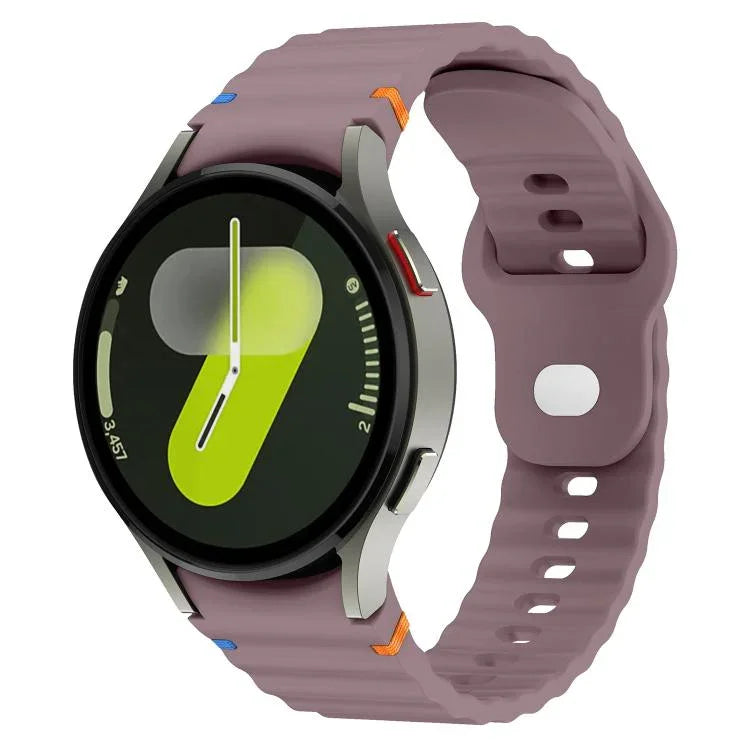 Wavy Grain Stitched Reverse Buckle 20mm Silicone Watch Band, For Samsung Galaxy Watch 7 40mm / 44mm