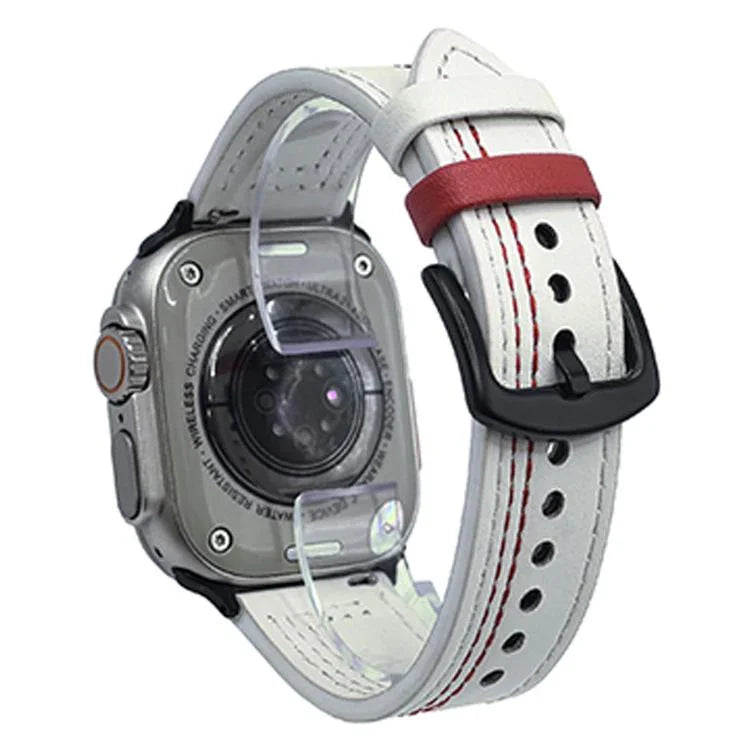7ライン トライスター バックル プルアップレザーウォッチバンド、Apple Watch 46mm / 49mm / 45mm / 44mm用、Apple Watch 42mm / 41mm / 40mm / 38mm用