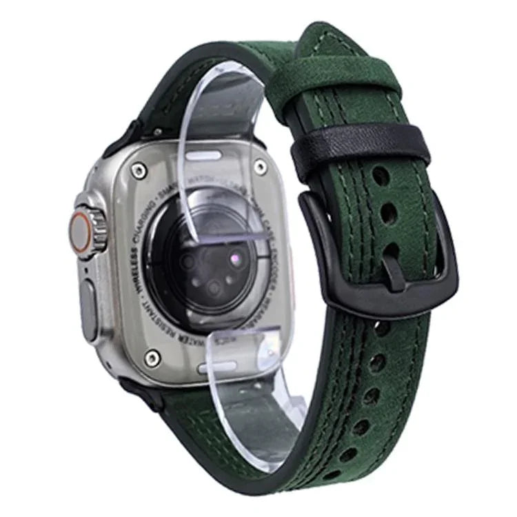7ライン トライスター バックル プルアップレザーウォッチバンド、Apple Watch 46mm / 49mm / 45mm / 44mm用、Apple Watch 42mm / 41mm / 40mm / 38mm用
