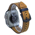 7ライン トライスター バックル プルアップレザーウォッチバンド、Apple Watch 46mm / 49mm / 45mm / 44mm用、Apple Watch 42mm / 41mm / 40mm / 38mm用