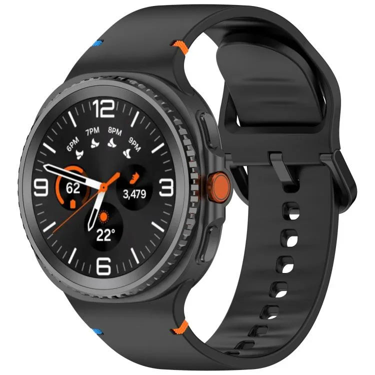 Samsung Galaxy Watch8 / Watch8 Classic 縫い目入り単色シリコンウォッチバンド、S、M