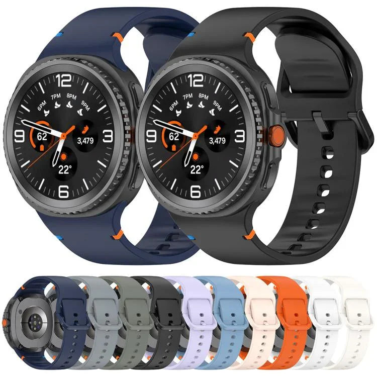 Samsung Galaxy Watch8 / Watch8 Classic 縫い目入り単色シリコンウォッチバンド、S、M