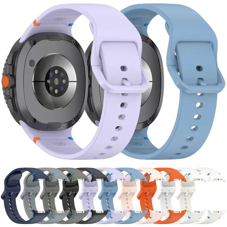 Samsung Galaxy Watch8 / Watch8 Classic 縫い目入り単色シリコンウォッチバンド、S、M