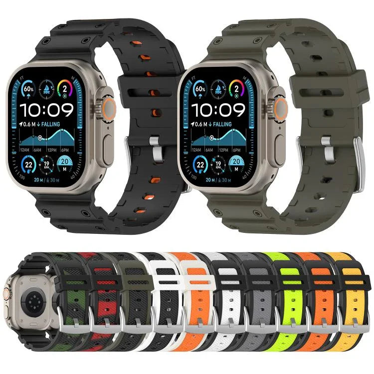ダイヤモンドテクスチャーツートンカラーシリコンウォッチバンド、Apple Watch 46mm / 49mm / 45mm / 44mm 用