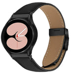 クイックリリース ライチテクスチャー ブラック タートルバックバックル レザー時計バンド、Samsung Galaxy Watch 7 40 / 44mm 用