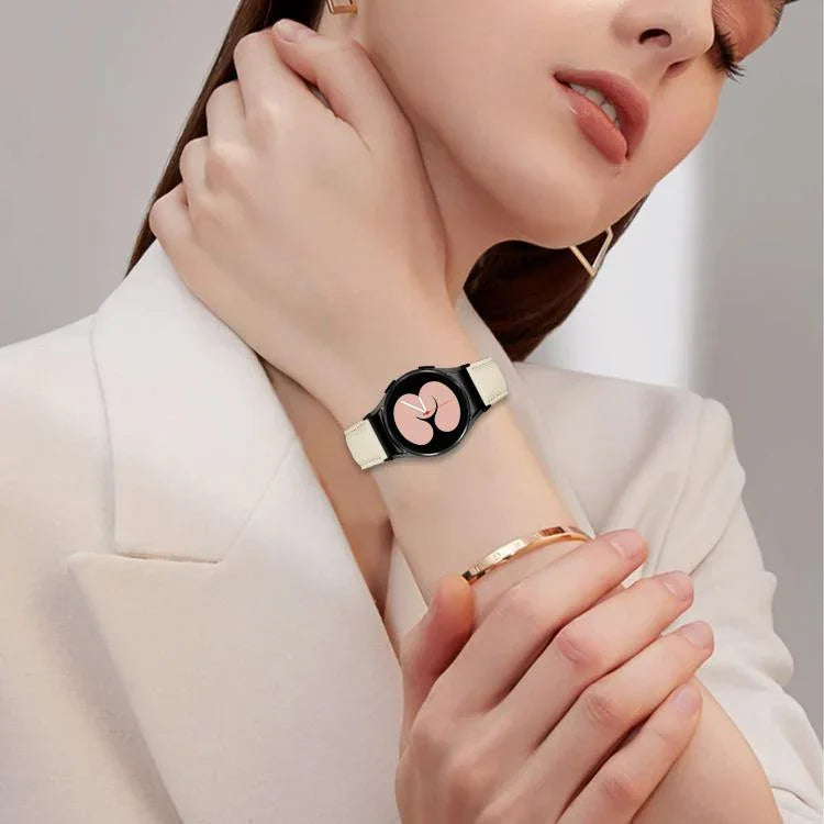 クイックリリース ライチテクスチャー ブラック タートルバックバックル レザー時計バンド、Samsung Galaxy Watch 7 40 / 44mm 用