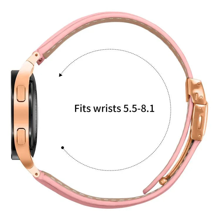 ライチテクスチャー ローズゴールド タートルバックバックル レザー時計バンド、Samsung Galaxy Watch 7 40 / 44mm 用
