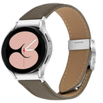 Lychee Texture Silver Turtle Back Buckle Leather Watch Band, For Samsung Galaxy Watch 7 40 / 44mm