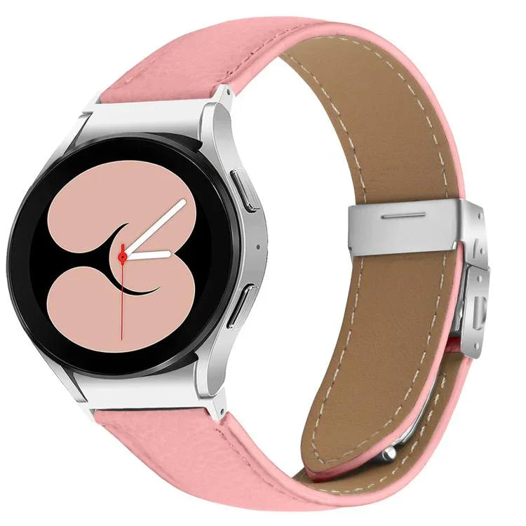 クイックリリース ライチテクスチャ シルバー タートルバックバックル レザーウォッチバンド、Samsung Galaxy Watch 7 40 / 44mm用