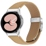 クイックリリース ライチテクスチャ シルバー タートルバックバックル レザーウォッチバンド、Samsung Galaxy Watch 7 40 / 44mm用