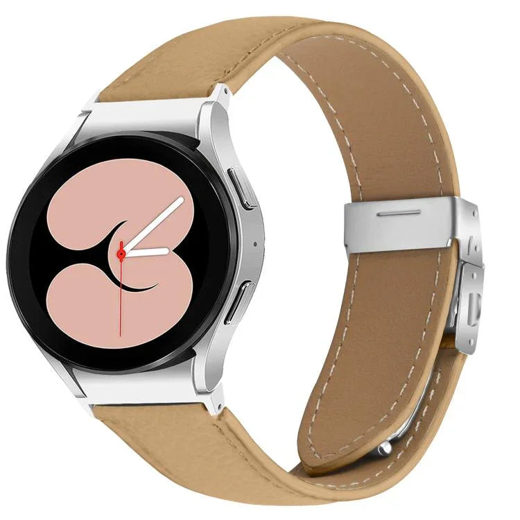 クイックリリース ライチテクスチャ シルバー タートルバックバックル レザーウォッチバンド、Samsung Galaxy Watch 7 40 / 44mm用