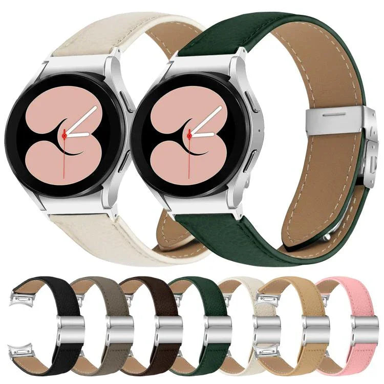 クイックリリース ライチテクスチャ シルバー タートルバックバックル レザーウォッチバンド、Samsung Galaxy Watch 7 40 / 44mm用