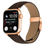 ライチテクスチャーローズゴールドカメ甲バックルレザーバンド、Apple Watch 46mm / 49mm / 45mm / 44mm用、Apple Watch 42mm / 41mm / 40mm / 38mm用