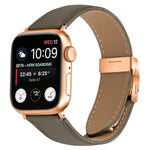 ライチテクスチャーローズゴールドカメ甲バックルレザーバンド、Apple Watch 46mm / 49mm / 45mm / 44mm用、Apple Watch 42mm / 41mm / 40mm / 38mm用