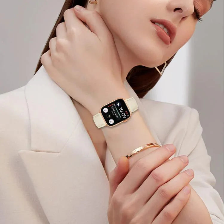 ライチテクスチャーローズゴールドカメ甲バックルレザーバンド、Apple Watch 46mm / 49mm / 45mm / 44mm用、Apple Watch 42mm / 41mm / 40mm / 38mm用