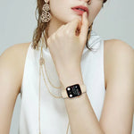 ライチテクスチャーローズゴールドカメ甲バックルレザーバンド、Apple Watch 46mm / 49mm / 45mm / 44mm用、Apple Watch 42mm / 41mm / 40mm / 38mm用