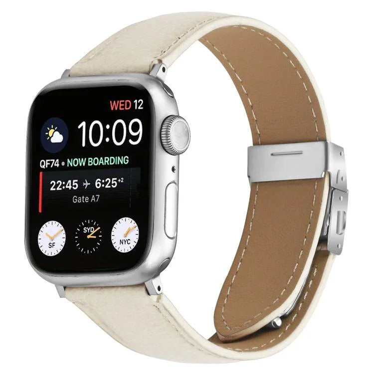 ライチテクスチャーシルバーカメ甲バックルレザーバンド、Apple Watch 46mm / 49mm / 45mm / 44mm用、Apple Watch 42mm / 41mm / 40mm / 38mm用