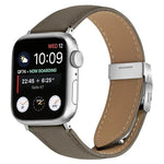ライチテクスチャーシルバーカメ甲バックルレザーバンド、Apple Watch 46mm / 49mm / 45mm / 44mm用、Apple Watch 42mm / 41mm / 40mm / 38mm用