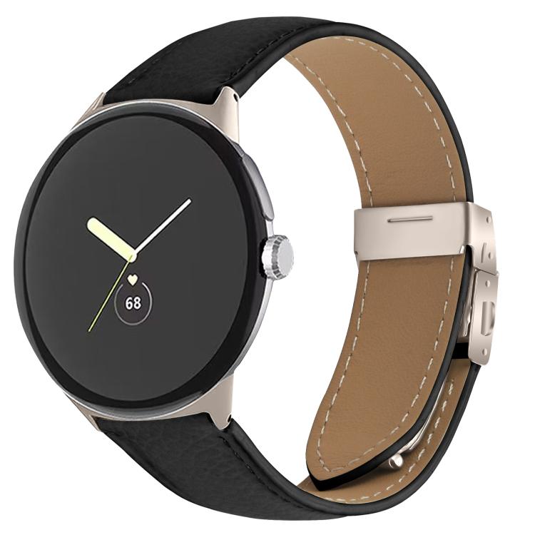 ライチテクスチャー スターライト タートルバックバックル レザーウォッチバンド、Google Pixel Watch 4 / 3 / 2 / 1 41mm用