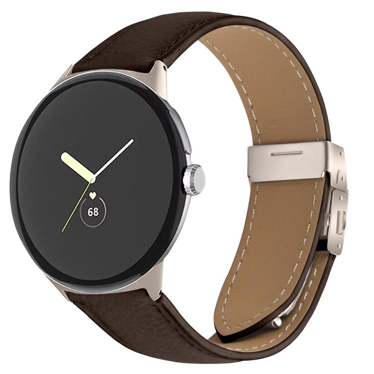 ライチテクスチャー スターライト タートルバックバックル レザーウォッチバンド、Google Pixel Watch 4 / 3 / 2 / 1 41mm用