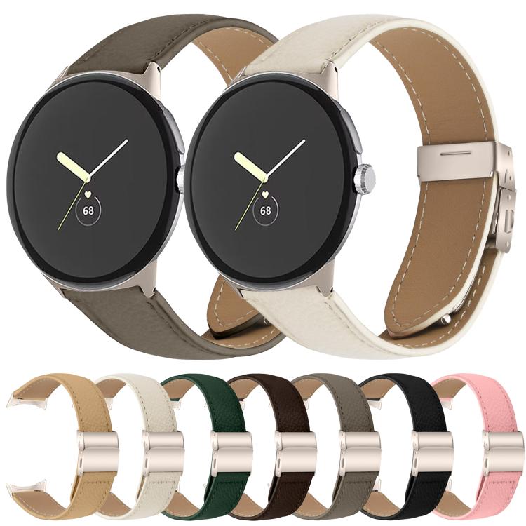 ライチテクスチャー スターライト タートルバックバックル レザーウォッチバンド、Google Pixel Watch 4 / 3 / 2 / 1 41mm用