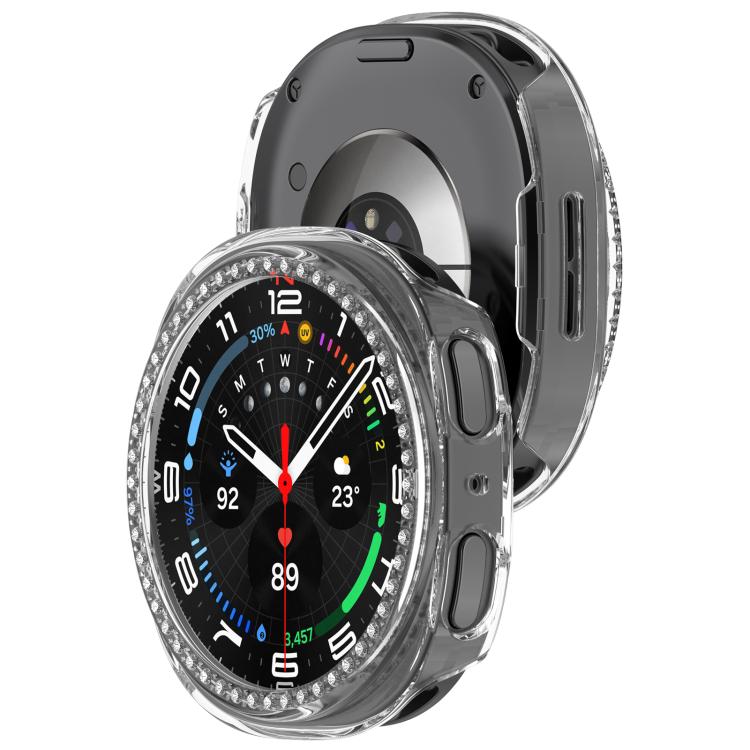 シングルロウ ダイヤモンド ハーフカバレッジ 中空 PC 時計ケース、Samsung Galaxy Watch 8 44mm 用、Samsung Galaxy Watch 8 40mm 用
