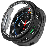 Single Row Diamond Half Coverage Hollow PC Watch Case, For Samsung Galaxy Watch 8 44mm, For Samsung Galaxy Watch 8 40mm