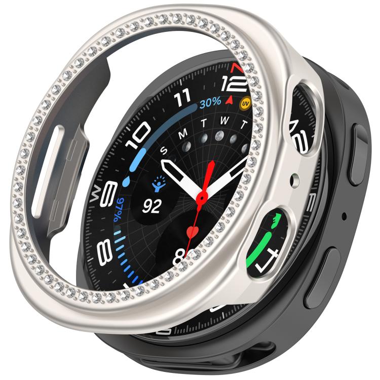 シングルロウ ダイヤモンド ハーフカバレッジ 中空 PC 時計ケース、Samsung Galaxy Watch 8 44mm 用、Samsung Galaxy Watch 8 40mm 用