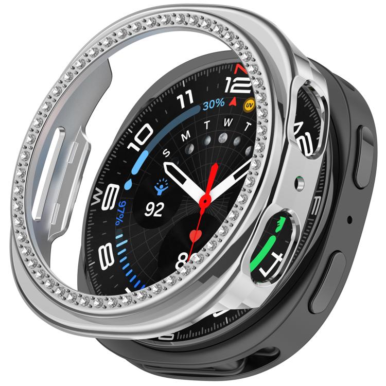 シングルロウ ダイヤモンド ハーフカバレッジ 中空 PC 時計ケース、Samsung Galaxy Watch 8 44mm 用、Samsung Galaxy Watch 8 40mm 用