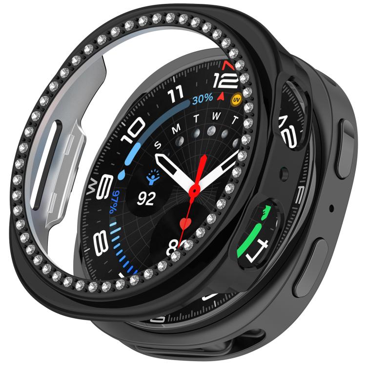 シングルロウ ダイヤモンド ハーフカバレッジ 中空 PC 時計ケース、Samsung Galaxy Watch 8 44mm 用、Samsung Galaxy Watch 8 40mm 用