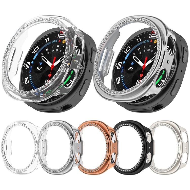 シングルロウ ダイヤモンド ハーフカバレッジ 中空 PC 時計ケース、Samsung Galaxy Watch 8 44mm 用、Samsung Galaxy Watch 8 40mm 用