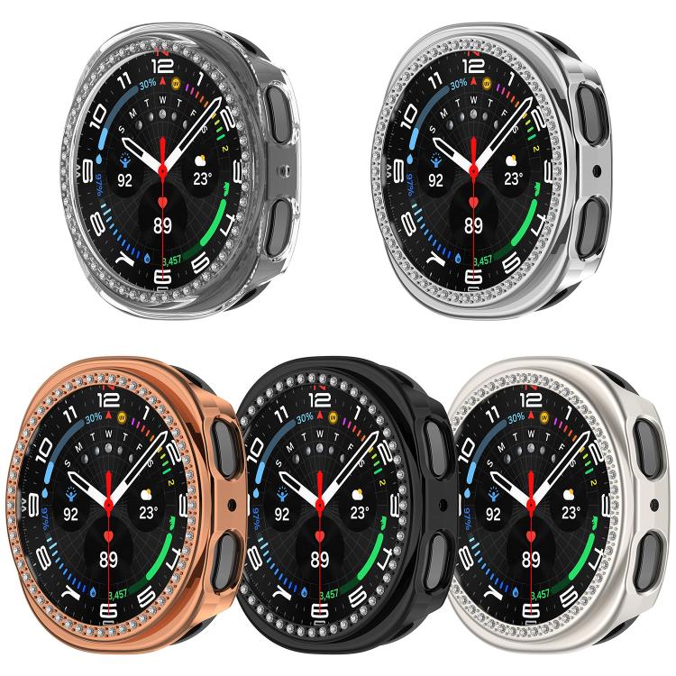 シングルロウ ダイヤモンド ハーフカバレッジ 中空 PC 時計ケース、Samsung Galaxy Watch 8 44mm 用、Samsung Galaxy Watch 8 40mm 用