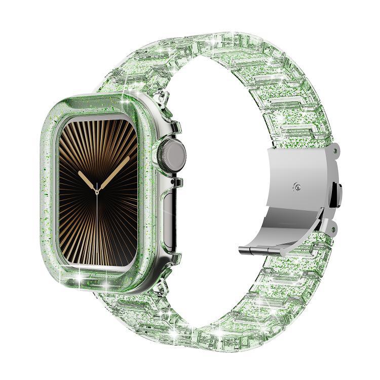 カメレオン PCケース エポキシ樹脂 ウォッチバンド、Apple Watch シリーズ 10 46mm 用、Apple Watch シリーズ 10 42mm 用、Apple Watch 44mm / 45mm 用、Apple Watch 40mm / 41mm 用、Apple Watch 49mm 用