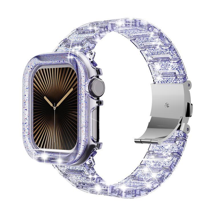 カメレオン PCケース エポキシ樹脂 ウォッチバンド、Apple Watch シリーズ 10 46mm 用、Apple Watch シリーズ 10 42mm 用、Apple Watch 44mm / 45mm 用、Apple Watch 40mm / 41mm 用、Apple Watch 49mm 用