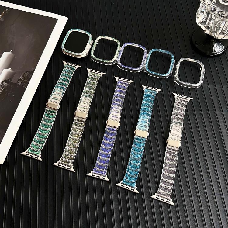 カメレオン PCケース エポキシ樹脂 ウォッチバンド、Apple Watch シリーズ 10 46mm 用、Apple Watch シリーズ 10 42mm 用、Apple Watch 44mm / 45mm 用、Apple Watch 40mm / 41mm 用、Apple Watch 49mm 用