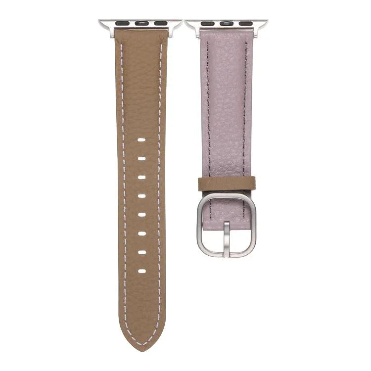 スクエアバックル ライチテクスチャ 本革 ウォッチバンド、Apple Watch 46mm / 49mm / 45mm / 44mm 用、Apple Watch 42mm / 41mm / 40mm / 38mm 用