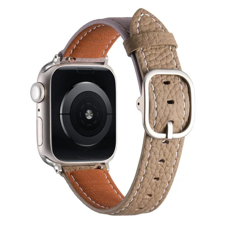スクエアバックル ライチテクスチャ 本革 ウォッチバンド、Apple Watch 46mm / 49mm / 45mm / 44mm 用、Apple Watch 42mm / 41mm / 40mm / 38mm 用