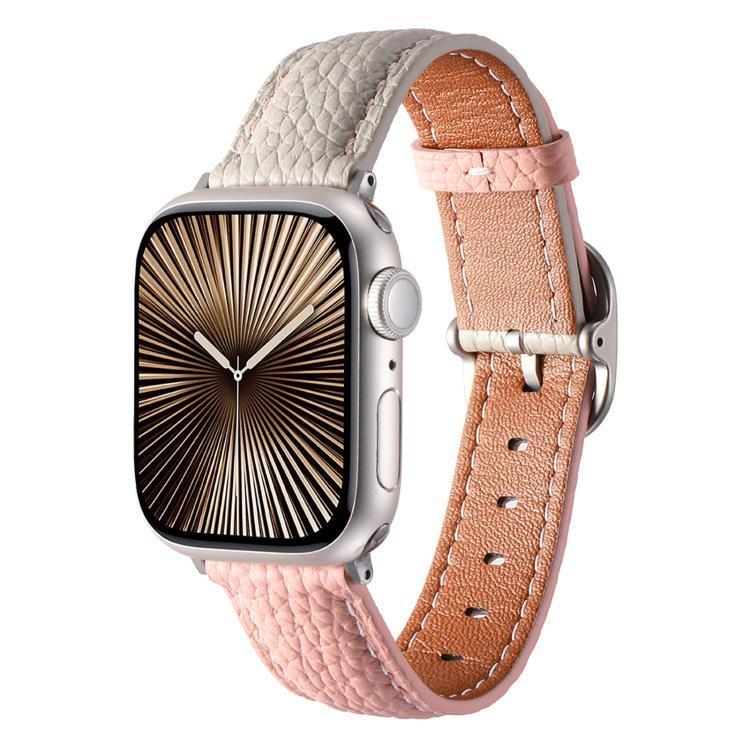 スクエアバックル ライチテクスチャ 本革 ウォッチバンド、Apple Watch 46mm / 49mm / 45mm / 44mm 用、Apple Watch 42mm / 41mm / 40mm / 38mm 用