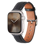 スクエアバックル ライチテクスチャ 本革 ウォッチバンド、Apple Watch 46mm / 49mm / 45mm / 44mm 用、Apple Watch 42mm / 41mm / 40mm / 38mm 用