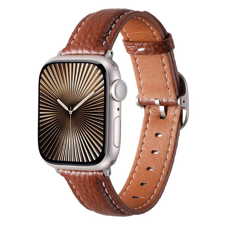 スクエアバックル ライチテクスチャ 本革 ウォッチバンド、Apple Watch 46mm / 49mm / 45mm / 44mm 用、Apple Watch 42mm / 41mm / 40mm / 38mm 用