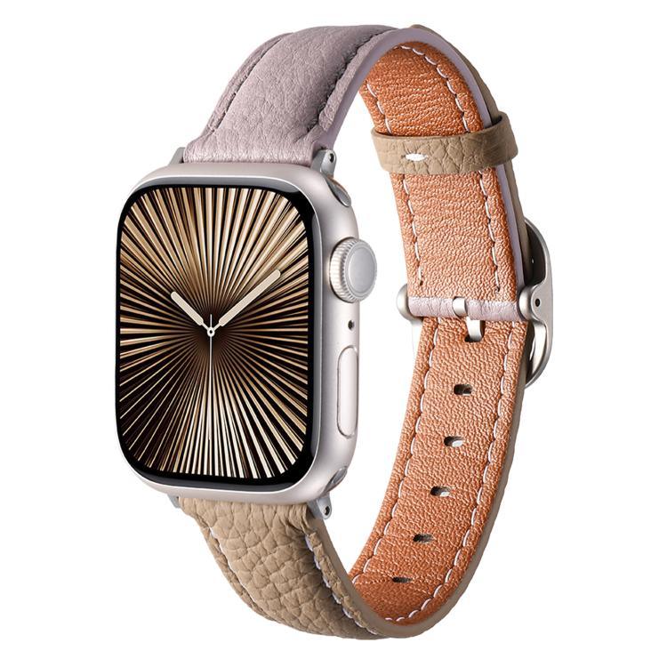 スクエアバックル ライチテクスチャ 本革 ウォッチバンド、Apple Watch 46mm / 49mm / 45mm / 44mm 用、Apple Watch 42mm / 41mm / 40mm / 38mm 用